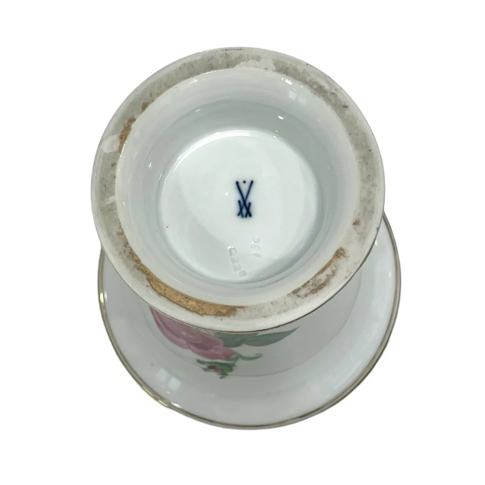 VINTAGE MEISSEN PORCELAIN ROSE VASE #Q22(6)